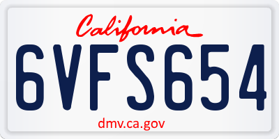 CA license plate 6VFS654