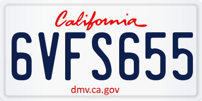 CA license plate 6VFS655