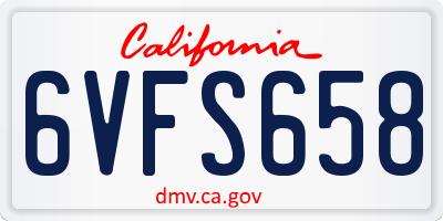CA license plate 6VFS658