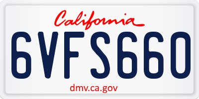 CA license plate 6VFS660