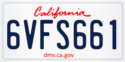 CA license plate 6VFS661