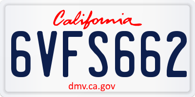 CA license plate 6VFS662