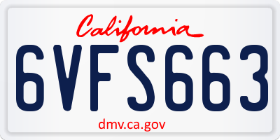 CA license plate 6VFS663