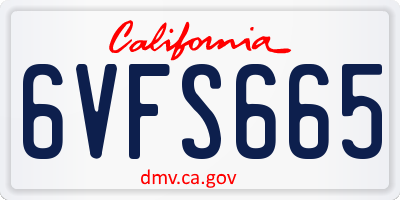 CA license plate 6VFS665