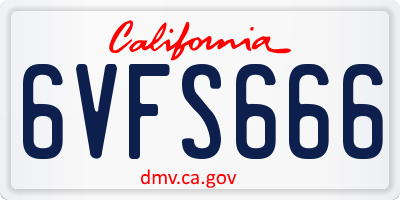 CA license plate 6VFS666