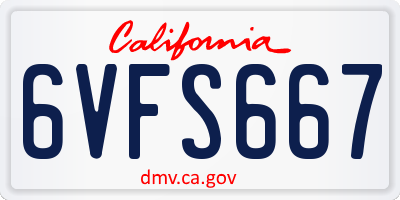 CA license plate 6VFS667