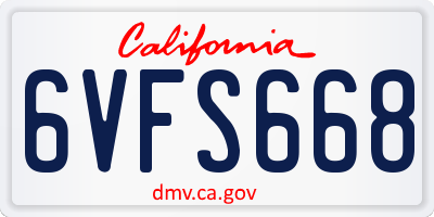 CA license plate 6VFS668