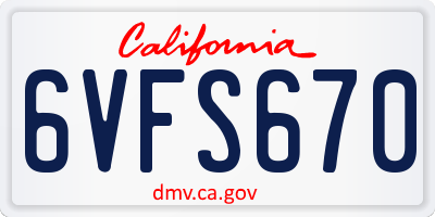 CA license plate 6VFS670