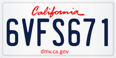 CA license plate 6VFS671