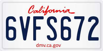CA license plate 6VFS672