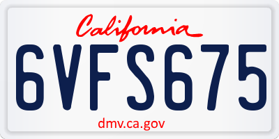CA license plate 6VFS675