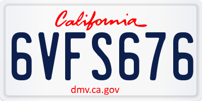 CA license plate 6VFS676