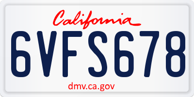 CA license plate 6VFS678