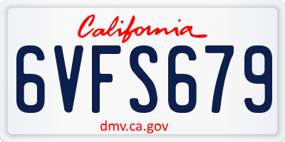CA license plate 6VFS679