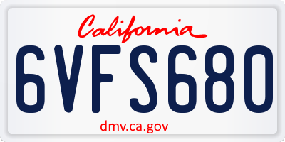 CA license plate 6VFS680
