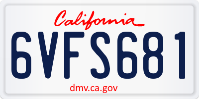 CA license plate 6VFS681