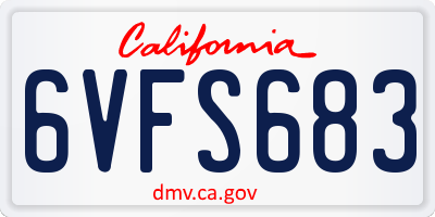 CA license plate 6VFS683