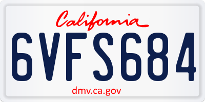CA license plate 6VFS684