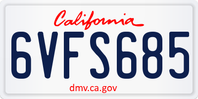 CA license plate 6VFS685