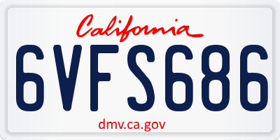 CA license plate 6VFS686
