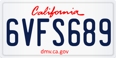 CA license plate 6VFS689