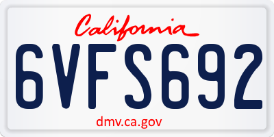 CA license plate 6VFS692