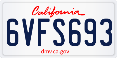 CA license plate 6VFS693