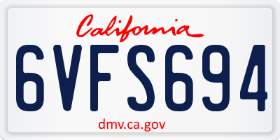 CA license plate 6VFS694
