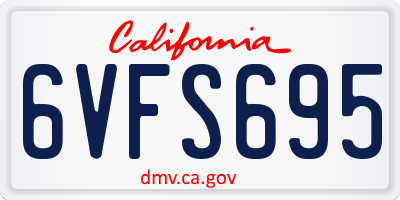 CA license plate 6VFS695