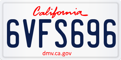 CA license plate 6VFS696