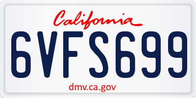 CA license plate 6VFS699