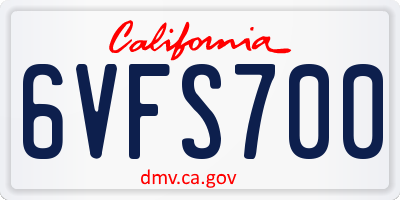 CA license plate 6VFS700