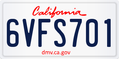 CA license plate 6VFS701