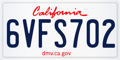 CA license plate 6VFS702