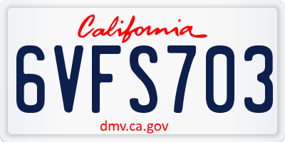 CA license plate 6VFS703