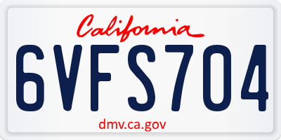 CA license plate 6VFS704