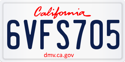 CA license plate 6VFS705