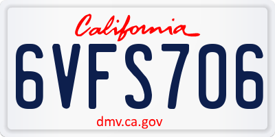 CA license plate 6VFS706