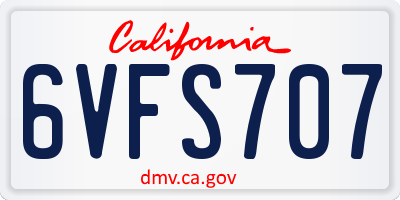 CA license plate 6VFS707