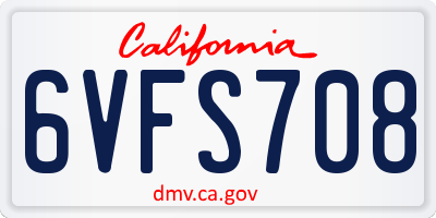 CA license plate 6VFS708