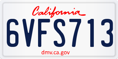CA license plate 6VFS713