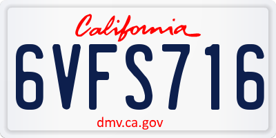 CA license plate 6VFS716