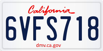 CA license plate 6VFS718