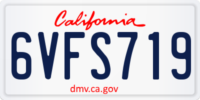 CA license plate 6VFS719