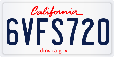 CA license plate 6VFS720