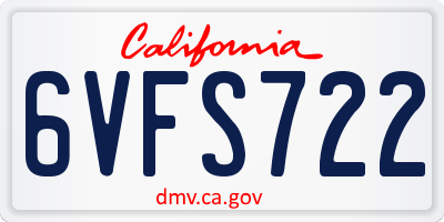 CA license plate 6VFS722