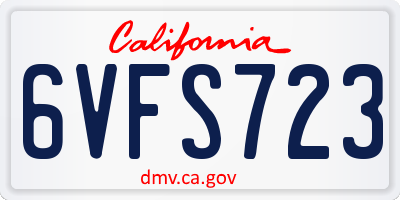 CA license plate 6VFS723