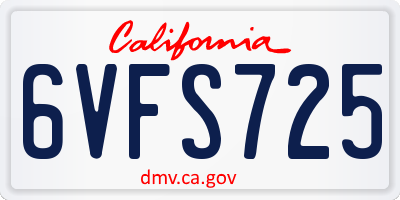 CA license plate 6VFS725