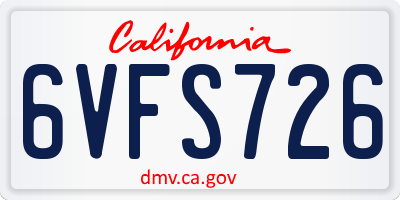 CA license plate 6VFS726
