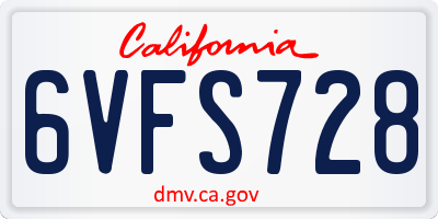 CA license plate 6VFS728